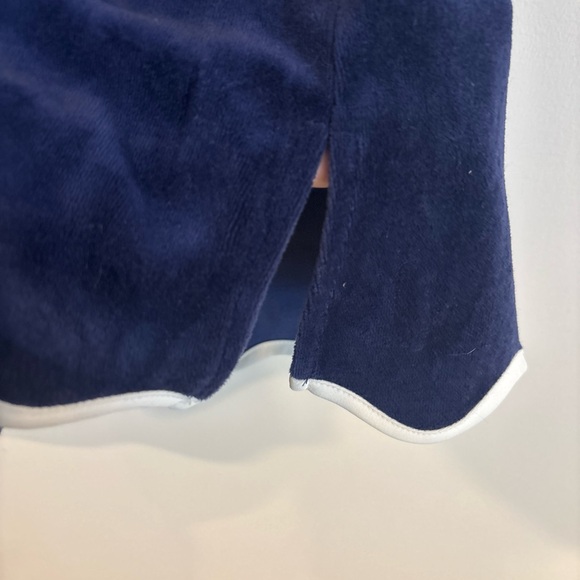 SSYS Get Ready Robe Navy Velvet Robe White Scallop Trim size M - Picture 7 of 9
